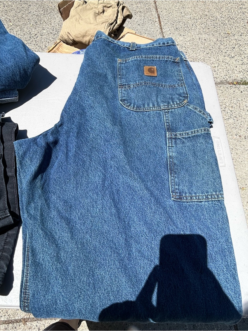 Carhartt Men's Blue Work Jeans with Carpenter Pocket
